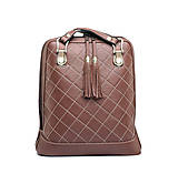 Batohy - Luxusný kožený ruksak z pravej hovädzej kože so strapcami v hnedej farbe - 9335903_