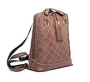 Batohy - Luxusný kožený ruksak z pravej hovädzej kože so strapcami v hnedej farbe - 9335904_