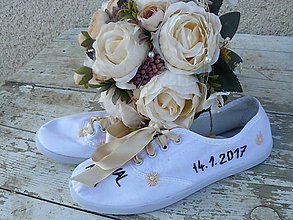 Ponožky, pančuchy, obuv - Vyšívané svadobné tenisky - 9335906_