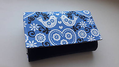 Peňaženky - Peňaženka modré folk vtáčiky - 9340183_