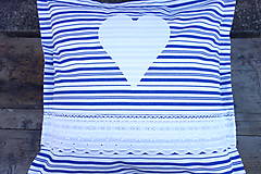 Úžitkový textil - Pruhovaný vidiecky modrobiely vankúš - 9340775_