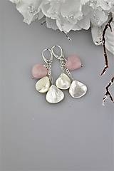 Náušnice - ruženín striebro perleť náušnice luxusné - 9338045_