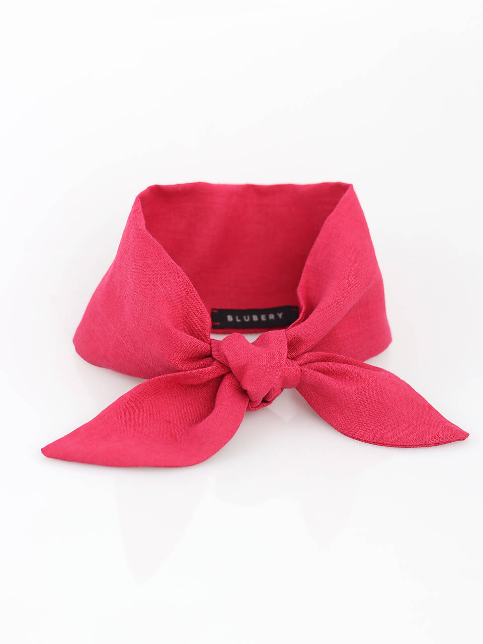 Jahodová štýlová šatka z ľanu do krku