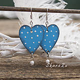 Náušnice - Heart dots // Light blue - 9341796_