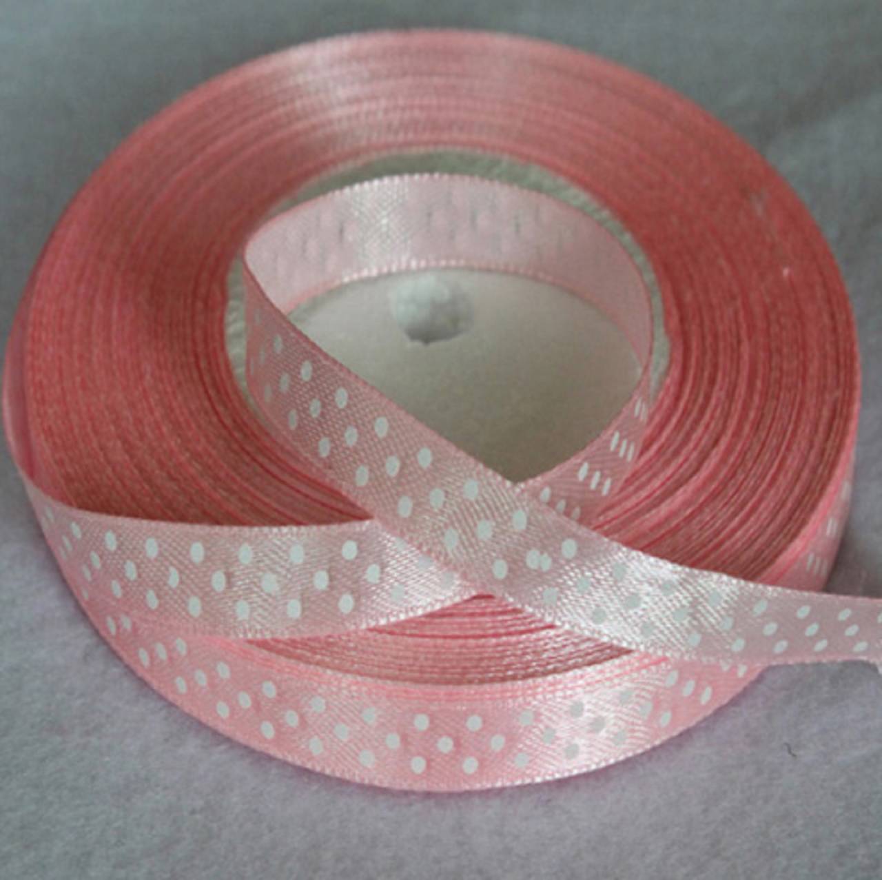 SS102 Saténová stuha bodkovaná 10 mm / 1 m (Ružová)