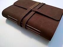 Papiernictvo - Kožený zápisník čokoládová - 9348300_