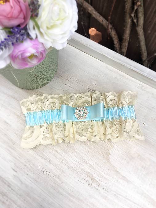 Spodná bielizeň - Vintage svadobný podväzok ivory  - 9347732_