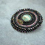 Brošne - Black&turquoise- vyšívaná brož - 9354261_