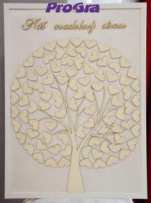 Rámiky - Svadobný obraz - srdiečkový strom s vtáčikmi (50 x 70 cm) - 9354852_