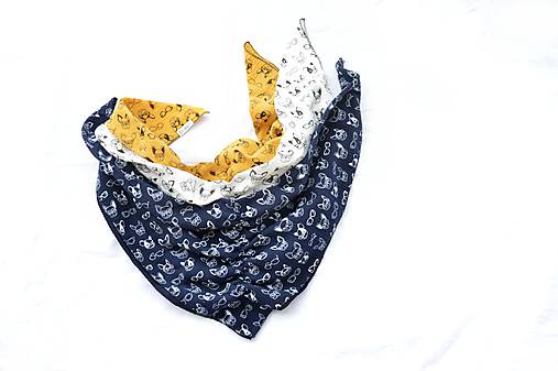Detské doplnky - Mušelínová šatka bulog & navy - 9355435_