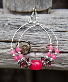 Náušnice - Ružové jadeity - kruhy - náušnice - 9354444_