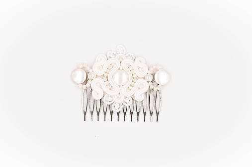 Ozdoby do vlasov - Svadba 2018 - Svadobný soutache hrebienok - 9354388_