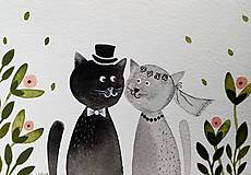  - Svadobná ilustrácia pohľadnica  / originál maľba  - 9355770_