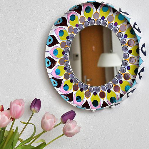 Kruhové zrkadlo Mandala fialová AKCIA !!!