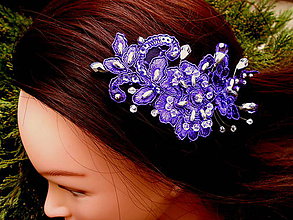 Ozdoby do vlasov - sponka - fialová čipka + strieborná - 9356353_