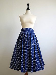 Sukne - modrá folk sukňa s malými kvietkami - 9362558_