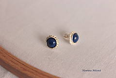 Náušnice - strieborné napichovacie náušnice - lapis lazuli - 9361325_