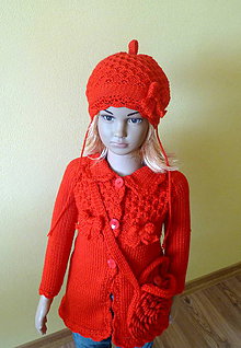 Detské čiapky - Cervena baretka s maslou - 9362883_