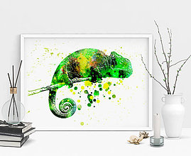 Grafika - Zelený chameleon - 9363750_