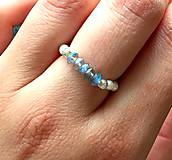 Elastic Faceted Labradorite & Freshwater Pearls Ring AG 925 / Elastický prsteň brúsený labradorit, perly, striebro AG925