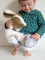 Detské oblečenie - legíny z biobavlny Zajko na obláčiku - 9370600_