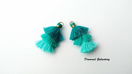 Komponenty - Strapcový prívesok 40 mm - trojradový tyrkys - 9377361_