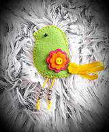 Iné doplnky - Brošňa "Vtáčik" (Zelená) - 9374593_