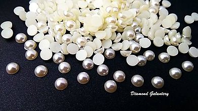 Galantéria - Ozdobné kamienky perličkové 6 mm - krémové - 9377821_