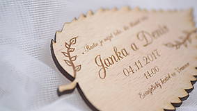 Papiernictvo - Drevené pozvanie k svadobnému stolu lístok - 9378077_