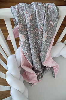 Detský textil - Minky deka Líštička, biela alebo ružová, 100x70cm - 9378157_