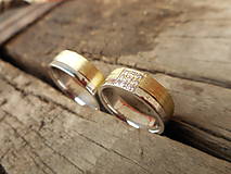 Prstene - Obrúčky dvojfarebné so zirkónikmi - 9378831_