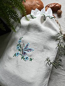 Úžitkový textil - Ľanové vrecko z ručne tkaného plátna - 9382203_