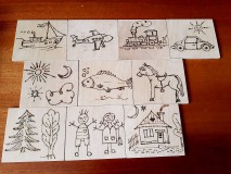 Hračky - Vypalované drevené kartičky pre deti "Dedove obrázky" (Rybka) - 9382893_