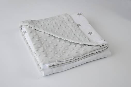 Minky deka grey / sivé hviezdičky na bielom 70*100cm