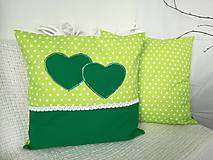 Úžitkový textil - Bavlnené obliečky na vankúše (Zelená so srdcom) - 9397100_