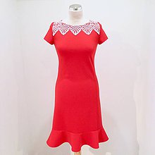 Šaty - Červené šaty s krajkou - 9400398_