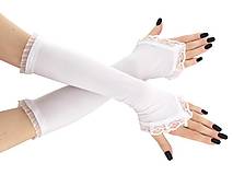 Rukavice - Dámské svadobné bielé rukavice H1 - 9399460_