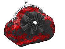Svadobná kabelka čipková červená, kabelka pre nevestu 1495B2