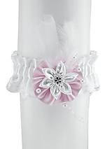Spodná bielizeň - svadobný podväzok saténový růžovo bielá H7 - 9400923_