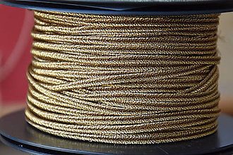 Galantéria - Šujtášová šnúrka Italian luxury roman gold metallic, 2.5mm, 1.35€/meter - 9401610_