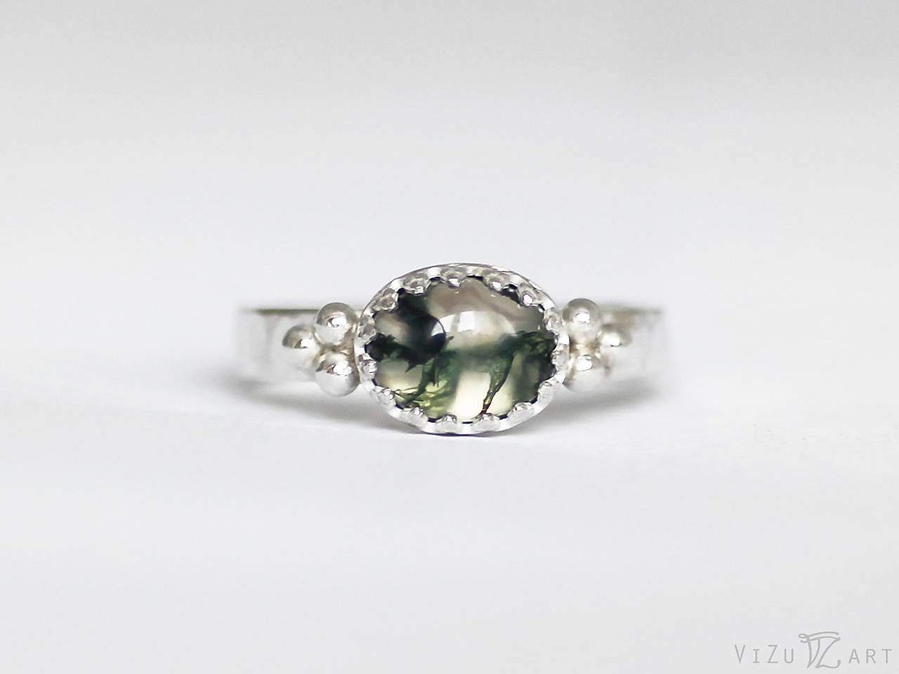 Strieborný prsteň s machovým achátom - La Mossa