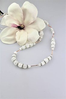 Náhrdelníky - krištál náhrdelník "biela magnólia" - dlhý 85cm - 9408765_