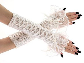 Rukavice - Svadobné čipkované rukavice , ivory 0435 - 9411640_