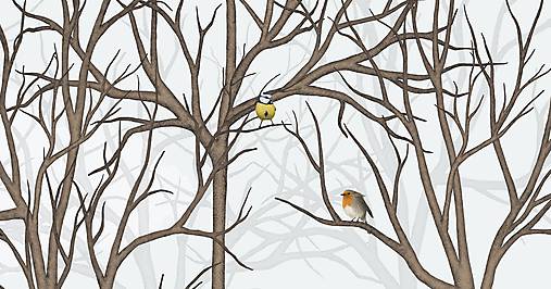  - Vtáčí les - zima 2 (formát  150 x 70 cm (plátno + slepý rám)) - 9410534_