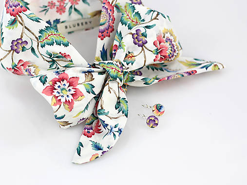 Letná kvetinová šatka s náušnicami "EvaBelle"