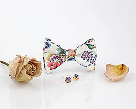 Šatky - Kvetinový exkluzívny set - motýlik s náušnicami "Eva Belle" - 9413261_