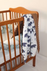 Detský textil - Minky deka Medveď na prechádzke, mintovo-zelený alebo hnedý, 100x75cm (Hnedá) - 9413805_