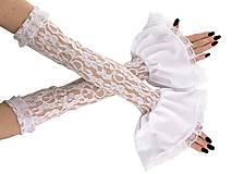 Dlhé svadobné bielé čipkované rukavice 0060