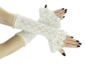 Rukavice - Ivory čipkové rukavice pre nevestu 1M 1b - 9415030_