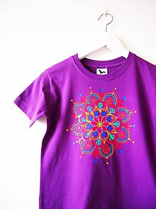 Detské oblečenie - Detské fialové tričko s mandalkou - 8r. - 9415721_